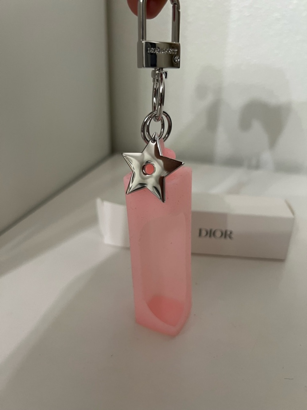 Dior New Pink Silicone lip oil holder key chain. - Picture 5 of 7